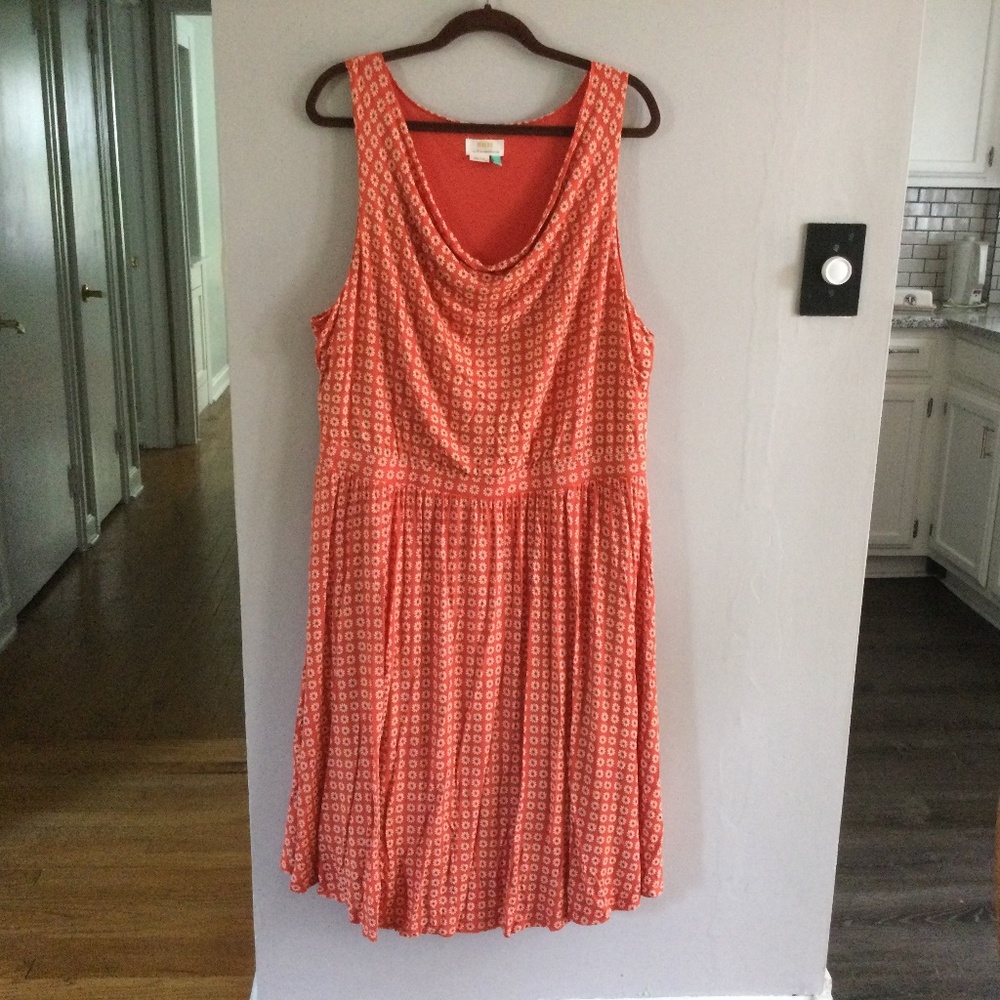 Maeve by Anthropologie Sleeveless Daisy Orange Dress